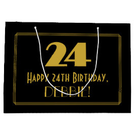 24. Geburtstag — Art Deco Inspiriert Look "24" & N Große Geschenktüte