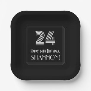 24. Geburtstag — Art Deco Inspiriert Look "24" + Pappteller