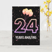 24. Geburtstag Ballons und Confetti Karte (Gelbe Blume)