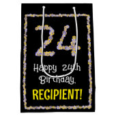 24. Geburtstag: Blumennummer, Individuelle Name, B Mittlere Geschenktüte (Rückseite)