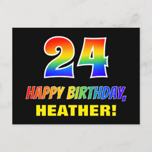 24. Geburtstag: Bold, Fun, Simple, Rainbow 24 Postkarte