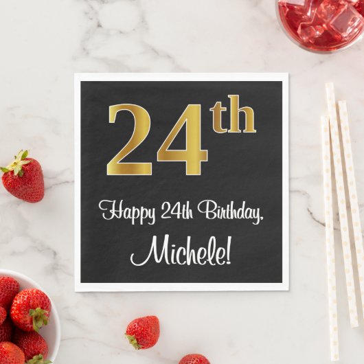 24. Geburtstag ~ Elegante Luxuriöse Imitate Gold L Serviette (Beispiel)