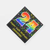 24. Geburtstag - Farbige Musiksymbole, Regenbogen  Serviette (Ecke)