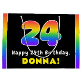 24. Geburtstag: Farbiger Regenbogen # 24, Individu Große Geschenktüte (Rückseite)