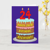 24. Geburtstag: Fun Cake and Candles + Individuell Karte (Gelbe Blume)