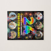 24. Geburtstag: Fun Rainbow #, Individuelle Name + Puzzle (Horizontal)