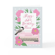 24. Geburtstag für Nichte | Schreibmaschinen-Blume