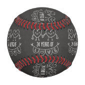 24. Geburtstag Geschenk Chalk Herzen Baseball (Rückseite)