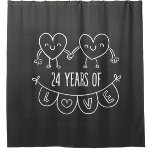 24. Geburtstag Geschenk Chalk Herzen Duschvorhang