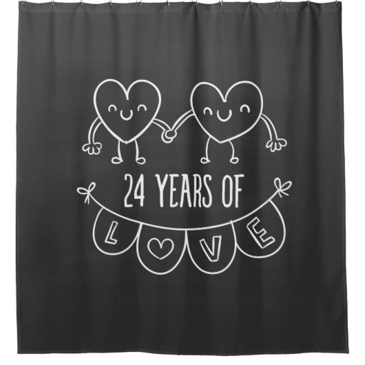 24. Geburtstag Geschenk Chalk Herzen Duschvorhang (Vorderseite)