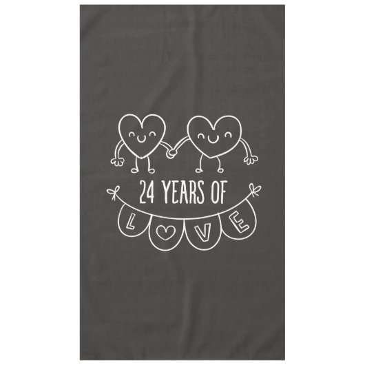 24. Geburtstag Geschenk Chalk Herzen Tischdecke (Vorderseite)