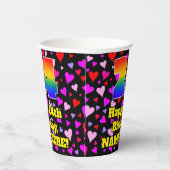 24. Geburtstag: Loving Hearts Pattern, Regenbogen Pappbecher (Rechts)