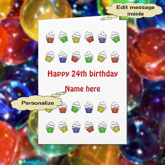 24. Geburtstag personalisierte Kuchen Karte