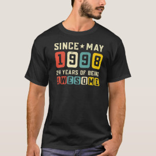 24. Geburtstag Phantastisch Seit Mai 1998 Vintag T-Shirt