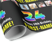 24. Geburtstag: Regenbogen "24"; benutzerdefiniert Geschenkpapier (Rolleneckpunkt)