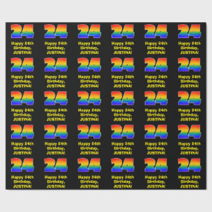 24. Geburtstag: Spaß, farbenfroher Regenbogen Insp Geschenkpapier