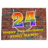 24. Geburtstag: Spaß, Graffiti-Inspiriert Regenbog Große Geschenktüte (Vorderseite)