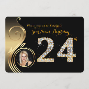 24.,Geburtstagseinladung,Nummerndiamant,Foto 2 Einladung