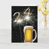 24. Geburtstagsparkler mit Bier-Tasse Karte (Gelbe Blume)