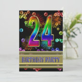 24. Geburtstagsparty Einladung mit Blasen (Stehend Vorderseite)