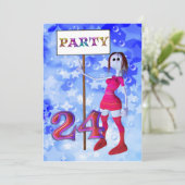 24. Geburtstagsparty - Unterschrift - Einladung (Stehend Vorderseite)