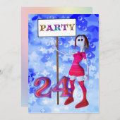 24. Geburtstagsparty - Unterschrift - Einladung (Vorne/Hinten)