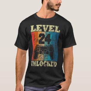 24. Geburtstagsstufe Vintag für Gamer T-Shirt