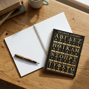24 Griechische Alphabet-Buchstaben in Reihenfolge Notizblock