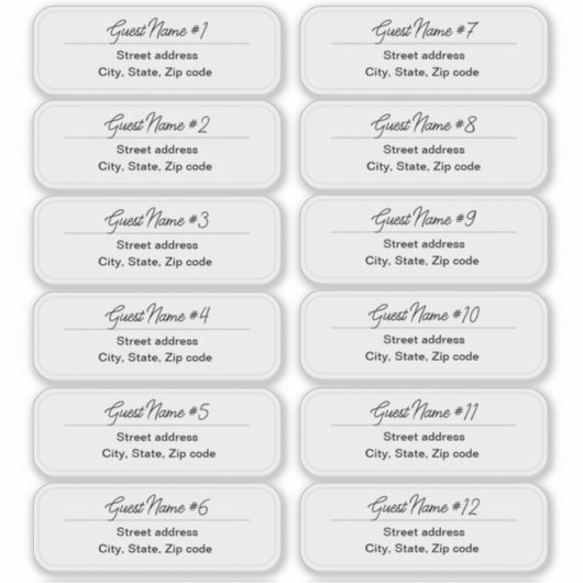 24 Guest Names Clear  Labels (Vorderseite)
