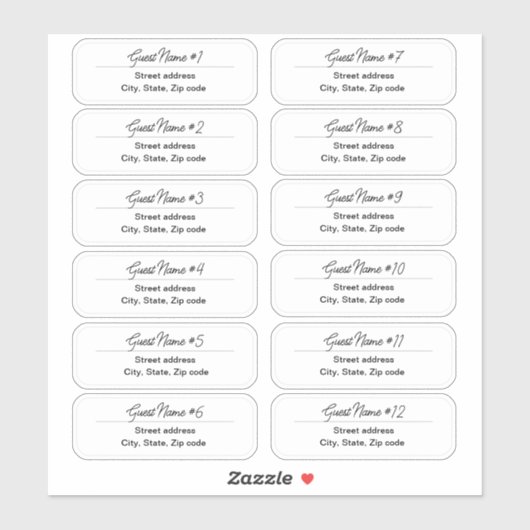 24 Guest Names Clear  Labels (Blatt)