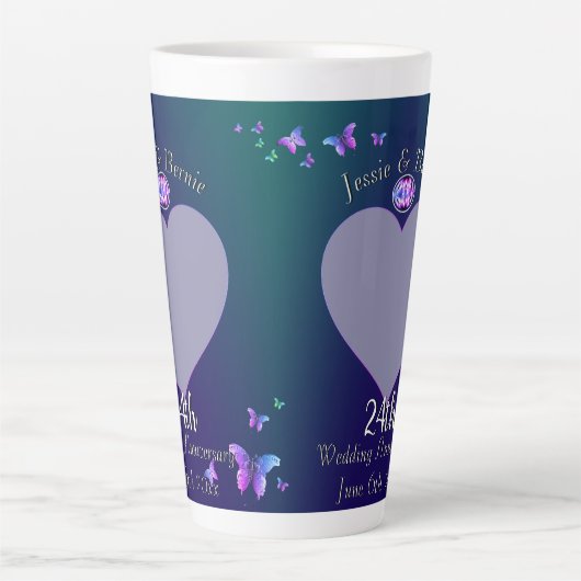 24. Hochzeitstag Blue Latte Tasse (Vorderseite)