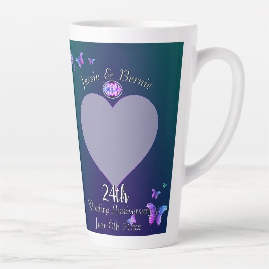 24. Hochzeitstag Blue Latte Tasse (Rechts)