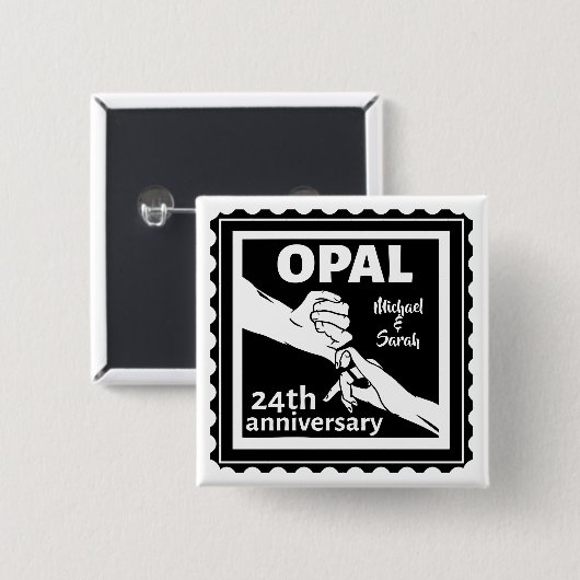 24. Hochzeitstag traditionelles Opal Button (Vorne & Hinten)