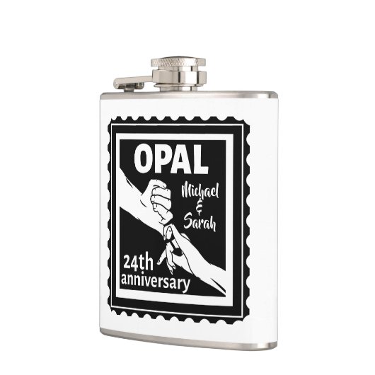 24. Hochzeitstag traditionelles Opal Flachmann (Links)