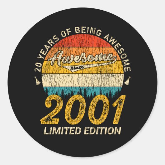 24 Jahre alt 2001 Retro Phantastisch 24. Geburtsta Runder Aufkleber (Vorderseite)