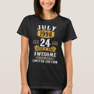24 Jahre alt Juli 1998 24. Geburtstag T-Shirt