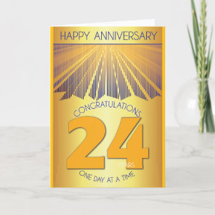 24 Jahre nüchternes Jubiläum Golden Ray 12-Schri Karte