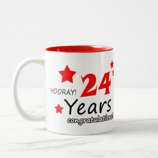 24. Jahrestag, 24. Jahrestag der Hochzeit Zweifarbige Tasse (Links)