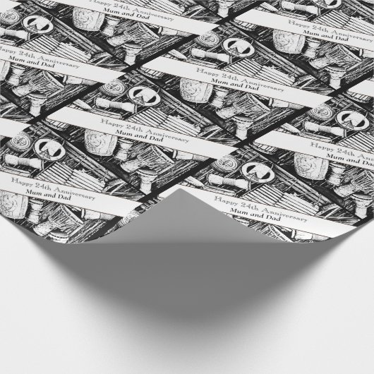 24. Jahrestag bearbeitet Geschenkpapier (Ecke)