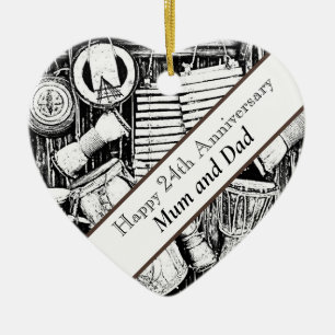 24. Jahrestag bearbeitet Keramik Ornament