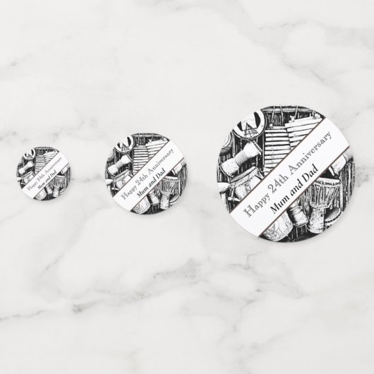 24. Jahrestag bearbeitet Konfetti (Vorderseiten)