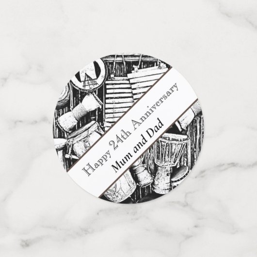 24. Jahrestag bearbeitet Konfetti (Klein Vorderseite)