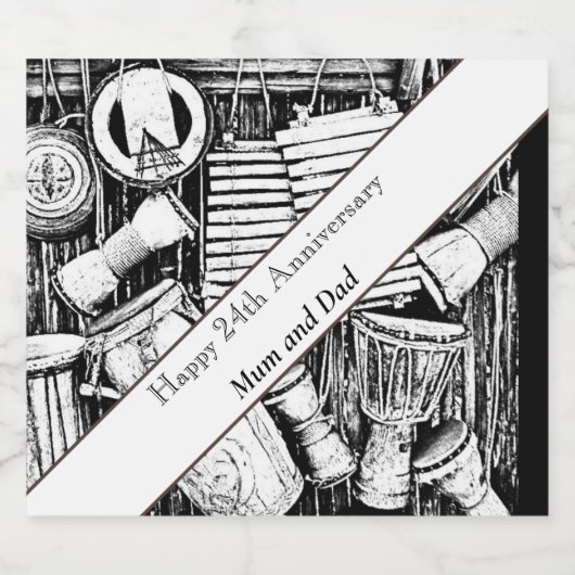 24. Jahrestag bearbeitet Schaumweinetikett (Einzelnes Label)