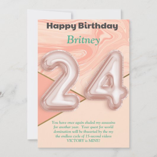 24-jährige Mädchen Happy Birthday Card (Vorderseite)