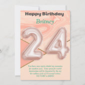 24-jährige Mädchen Happy Birthday Card (Rückseite)