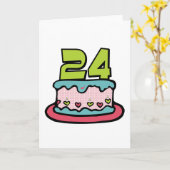 24-jähriger Geburtstagskuchen Karte (Gelbe Blume)