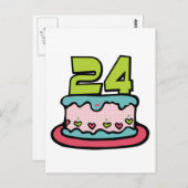 24-jähriger Geburtstagskuchen Postkarte (Vorne/Hinten)
