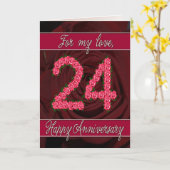 24. Jubiläumskarte mit Rose und Blätter Karte (Gelbe Blume)