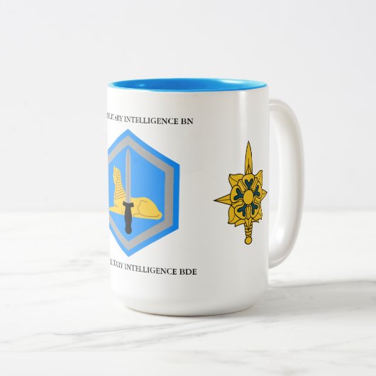 24. MILITÄRISCHE INTELLIGENZ-BATTALION 66. M I BDE ZWEIFARBIGE TASSE (VorderseiteRechts)