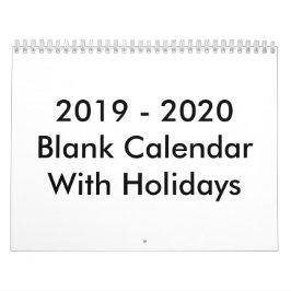 24 Monate Blanker Kalender 2019 - 2020 mit Feierta